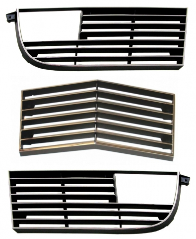 Corvette Grille Set Black With Chrome Edge Left Right Center 73 ( # ...