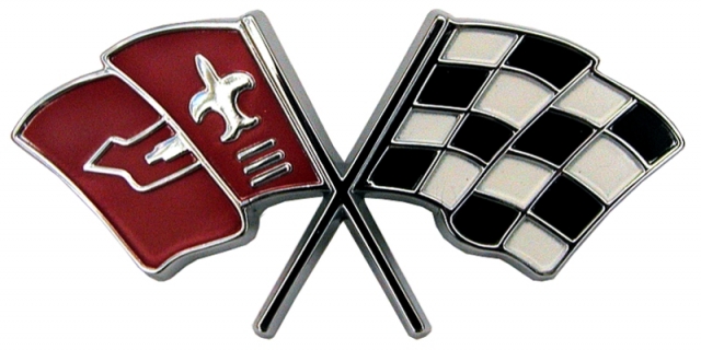 Corvette Emblem Fuel Injection Plenum Cover Cross Flag Each 63 65 ( # ...