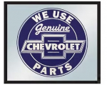 E25113 GENUINE PARTS CHEVROLET SCREEN PRINTED FRAMED MIRROR-12X14