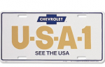 USA - 1 BLUE BOWTIE CHEVY BOWTIE LICENSE PLATE